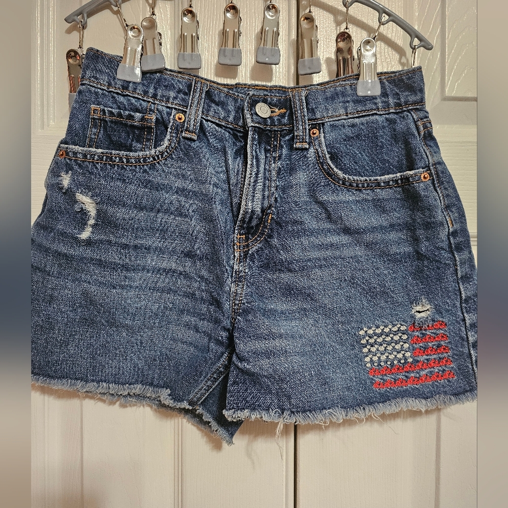 Old Navy Girls Jean Shorts American Flag 14
